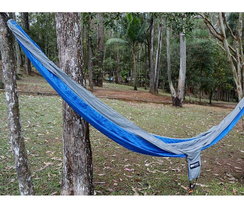 Imagem 1 de 2 de Rede De Descanso Kokun Solteiro Azul E Cinza Nautika