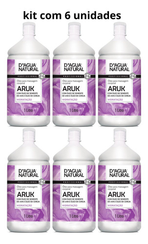 Kit 6x Óleo De Massagem Aruk Semente De Uva E Cereja | 1l