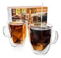 Comprar Tazas De Café De Vidrio De Doble Pared, Juego De 2, 12 Onzas