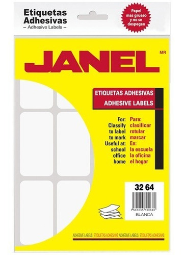 Etiquetas Blancas Janel No.24 De 32x64 Mm 1 Paquete