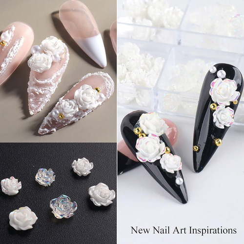 Uñas Flores, Uñas De Camelia En 3d Para Uñas Acrílicas, Mani