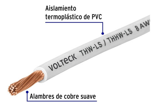 Carrete 500mt Cable Calibe 8 Thhw-ls Blanco Volteck 40115