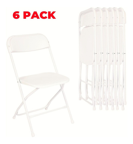 Set De 6 Silla Plegables Vilobos En Plástico Color Blanco