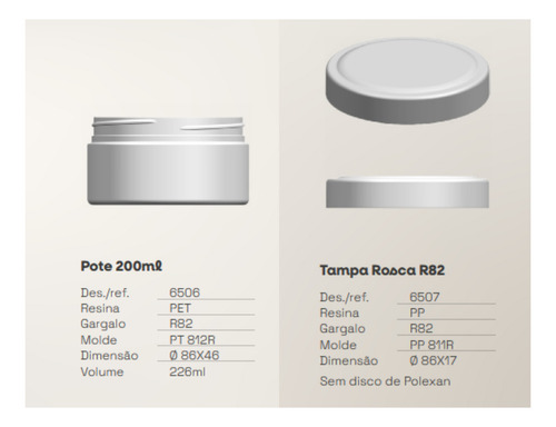 Kit 12 Pote Cosmético Pet Ab Plast 200ml Garopaba C Tampa