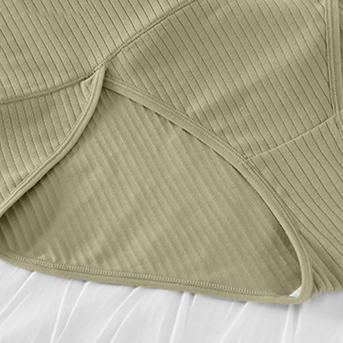 Ropa Interior De Algodón De Cintura Alta Casual Para Mujer,