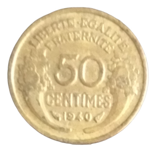 Moneda Francia 50 Centimos 3 Era Republica Año 1940 Envio 55