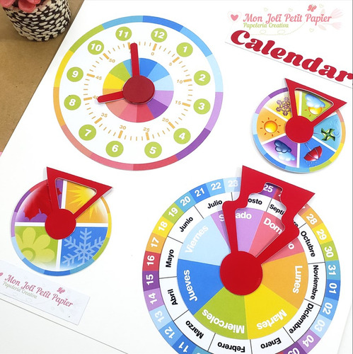 Kit Imprimible Calendario Infantil Español Ingles O Frances