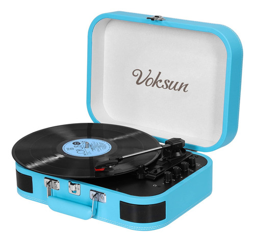 Tocadiscos De Vinilo Azul Portatil