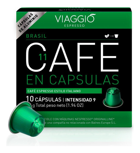 Cápsulas De Café Viaggio Espresso Brasil Espresso X 10 Uni