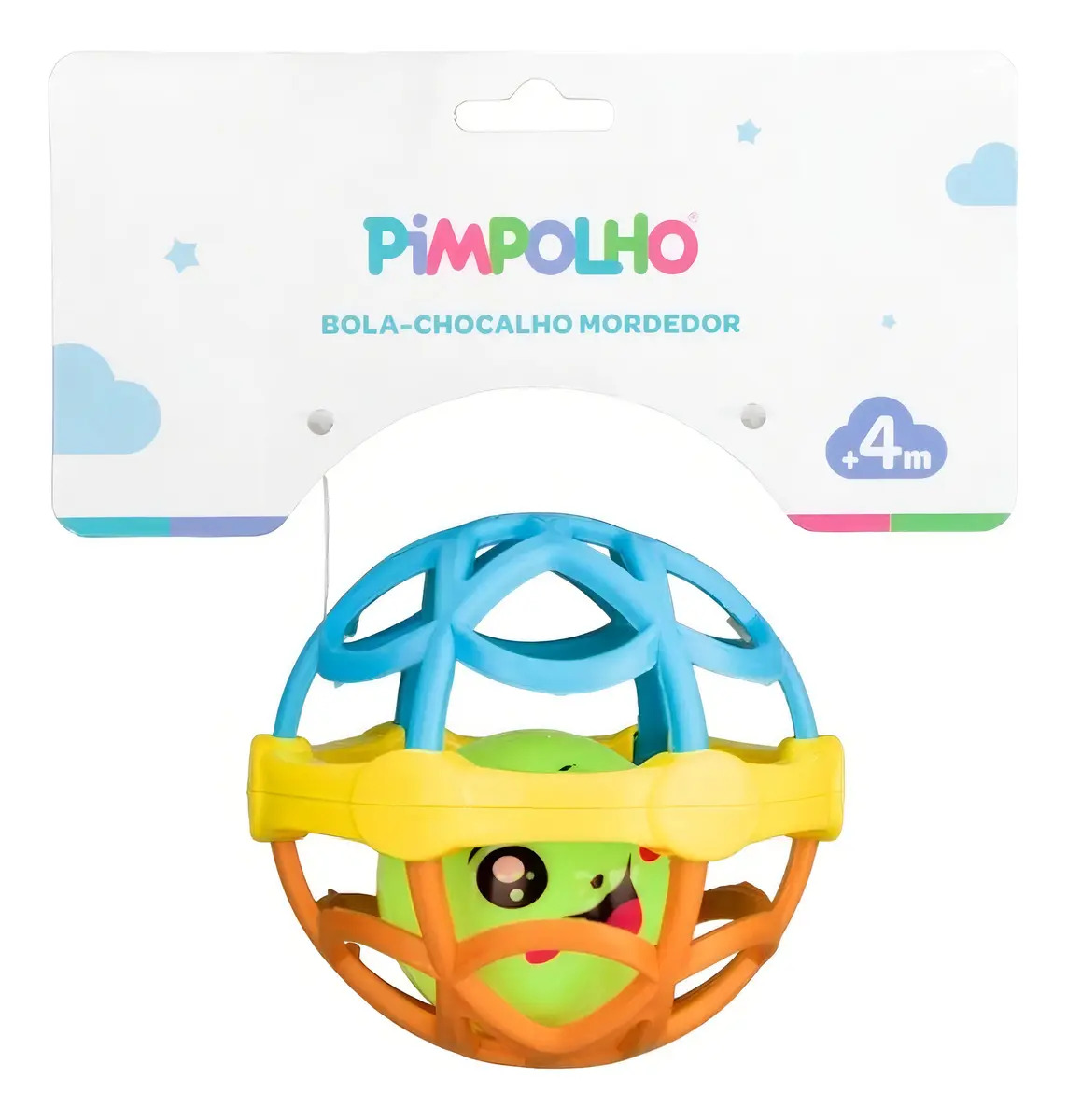 Bola Chocalho Mordedor Bebe Unissex Pimpolho Cor Laranja
