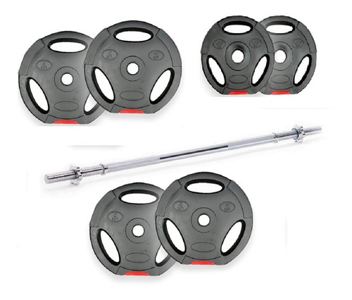 Imagen 1 de 4 de Set Barra Maciza 1.20 Mt + 22,50 Kg Discos Rellenos