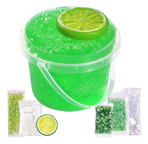 Cubo De Gelatina Verde De Slime De Cristal Prefabricado Con