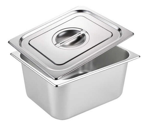 Imagen 2 de 9 de Pack 6 Deposito Gastronomico Acero 17 Cm X 10 Cm Con Tapa