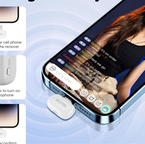 Microfone sem fio USB C para iPhone Boya com inteligência artificial