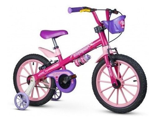 Imagem 5 de 6 de Bicicleta Infantil Aro 16 Rosa/roxa Top Girls - Nathor