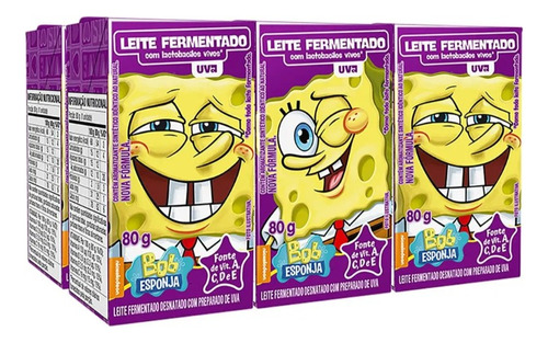 Yakut Bob Esponja 6 Unidades De 80g Morango Uva Ou Original