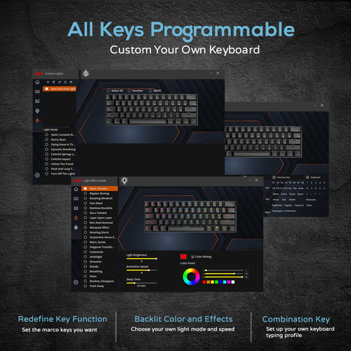 Teclado Mecanico Rk Royal Kludge Rk61 60% Teclado Mecánico C