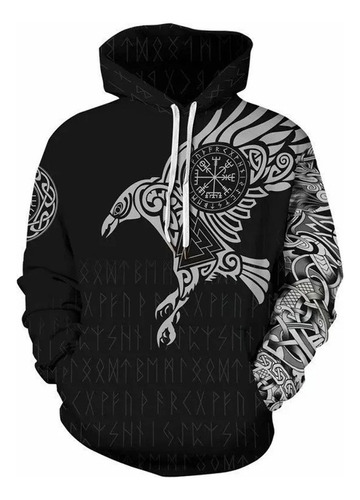 Pullover Sudadera De Vikingo Pirata Tatuaje Impresión 3d