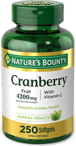 Arándano 4200mg 250 Softgel + Vitamina C Nature's Bounty