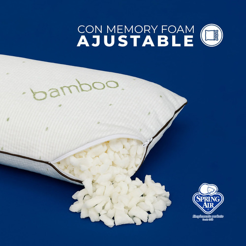 Almohada Spring Air Bamboo Ajustable Memory Foam. 65x40cm Blancos