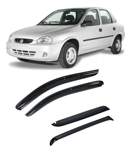 Deflectores Chevrolet Corsa Coliza Encastrables X 4 Puertas Negro