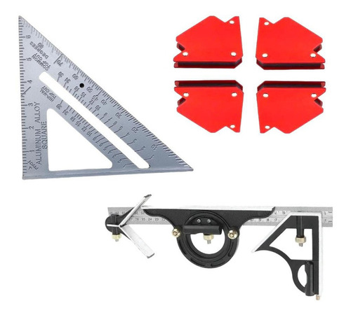 Escuadras Magnética 25 Lb + Escuadra Combinada + Esc Rápida 