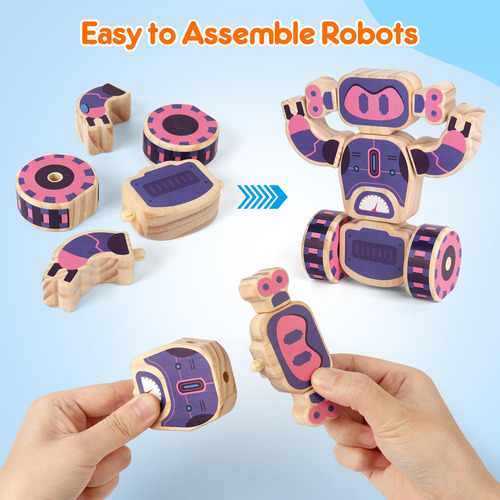 Juguetes De Robot De Madera Para Niños 3 A 5 Años