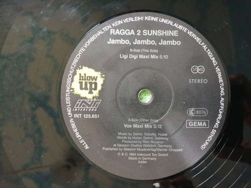 Eam Lp Vinilo Maxi Ragga 2 Sunshine Jambo Jambo Jambo 1994 (Usado)