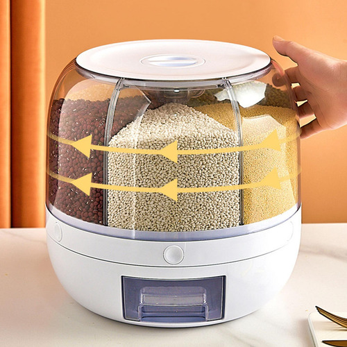 Cubo De Arroz Con Rejilla Giratoria Contenedor De Almacenami