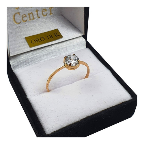 Anillo Cintillo Oro 18k Piedra Blanca Garantia A6