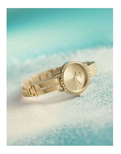 Relógio Guess Feminino Dourado Strass Gw0022l2