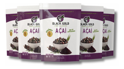 Açaí Puro Premium Em Pó - Kit 5 Unidades - Total 500g