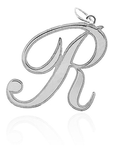 Pingente Letra R Prata 925 Cor Cinza