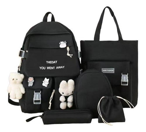 Kit Mochila Escolar Combo Set Kawaii 5 Piezas