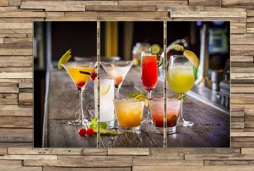 Cuadro 80x120cm Trago Colores Bar Bebidas Vasos M9
