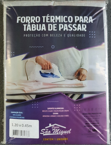 Forro/capa Para Mesa De Passar Roupas Metalizado 1,20x0,45cm Cor Cinza