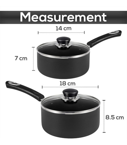 Juego De Sartenes Antiadherentes Con Tapa, 95l Y 19l, Para C