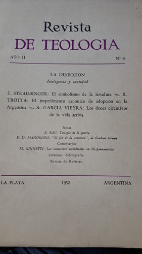 Revista De Teología De La Plata, Año 1952