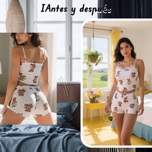 Conjunto De Pijama Con Top De Tirantes Y Pantalones Cortos