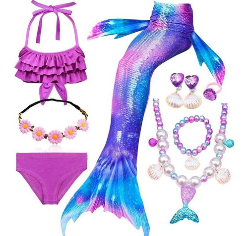 Kit De Cola De Sirena Con Bikini Sin Monoaleta De Niños