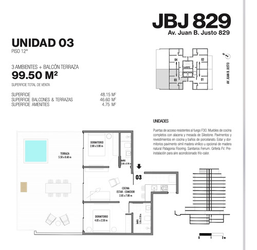 Depto Palermo, 3 Amb Con Balcon Terraza  Amenities 3/2025