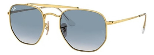 Óculos de sol Ray-Ban General Marshal Large armação de metal cor polished gold, lente light blue degradada, haste polished gold de metal - RB3648