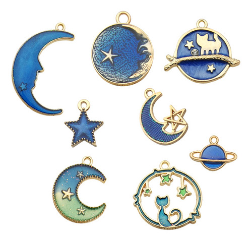 Set De 16 Colgantes Moon Planet Diy, Diseño Creativo De Gote