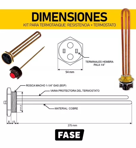 Resistencia y Termostato Reco 1500w Para Termotanque Electrico