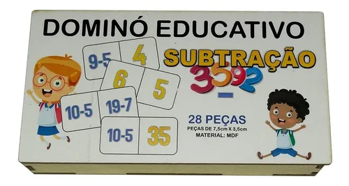 Dominó Jogo Educativo Pedagógico Mdf Matemático Divisão 28pcs Mega Impress  - MEGA IMPRESS - Papelaria, Copos Personalizados, Gráfica Rápida e Muiiito  mais