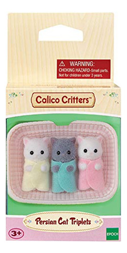 Calico Critters Trillizos Gatos Persas + Cuna - Original Us