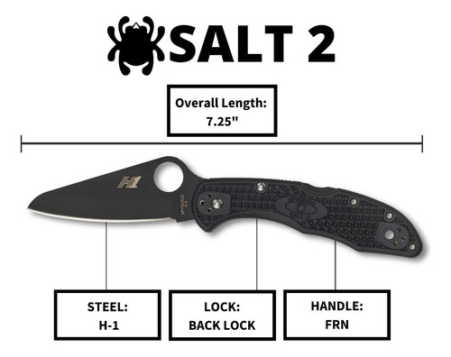Cuchillo Spyderco Salt 2 De 3 Pulgadas Con Hoja De Acero H-1