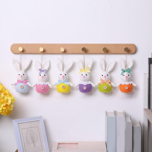 Juego De 6 Adornos Colgantes De De Pascua, De De Peluche