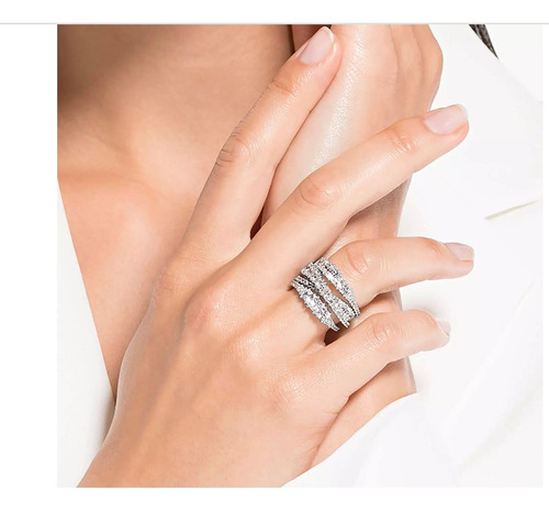 Anillo Swarovski Hyperbola Tallas Mixtas Baño De Rodio