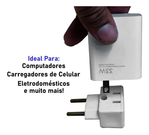 Adaptador Tomada Benjamin Maciço 3 Pino P/ 2 10 E 20 Amper
